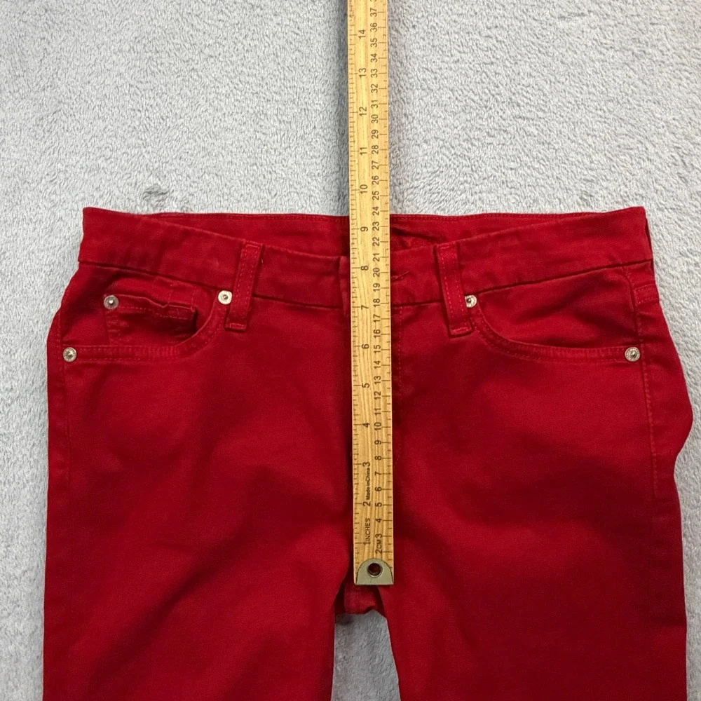 7 For All Mankind Women Red Skinny Jeans Size 30 Stretch Cotton Blend Pant